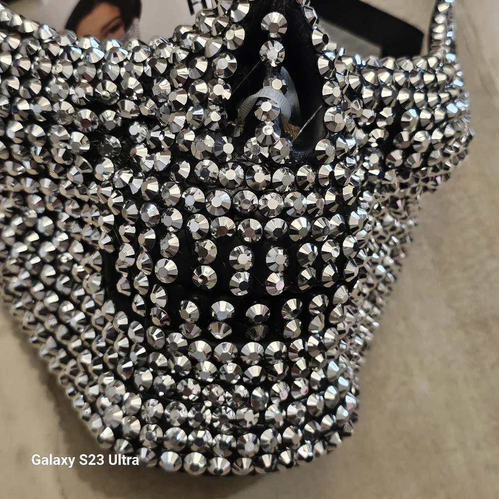 NWOT Crystal Embellished Half Skull Mask